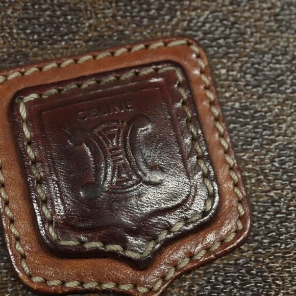 Authentic CELINE Macadam Canvas Shoulder Bag PVC Leather Brown Gold - Picture 7 of 16